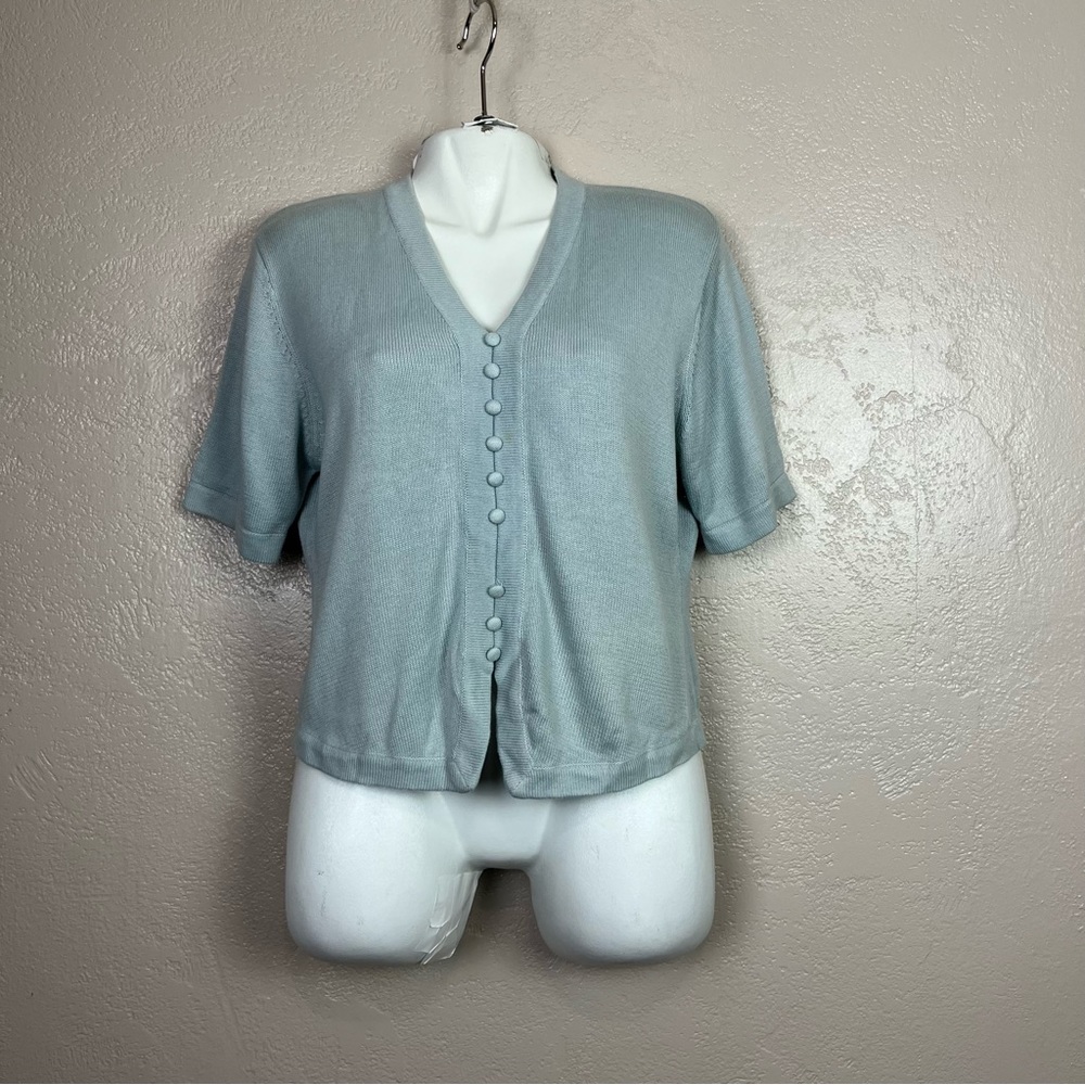 Casual‎ corner short sleeve V-neck vintage blue sweater size M